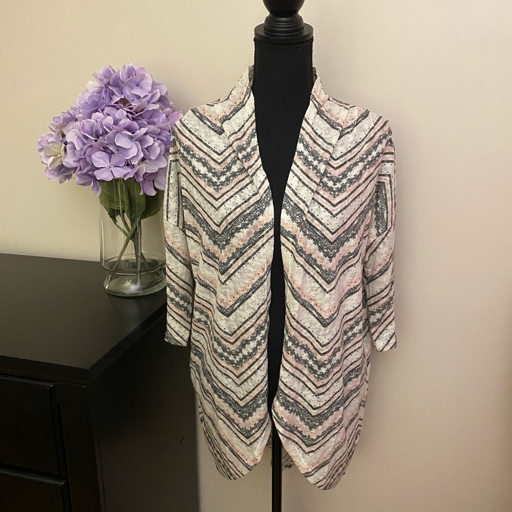 Women’s Maurices Cocoon Cardigan with Patterned Chevron Stripes